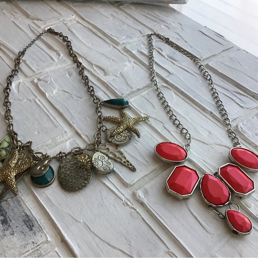 Costume Jewelry, Hot pink & Beach inspired necklaces, fun & playful (###)